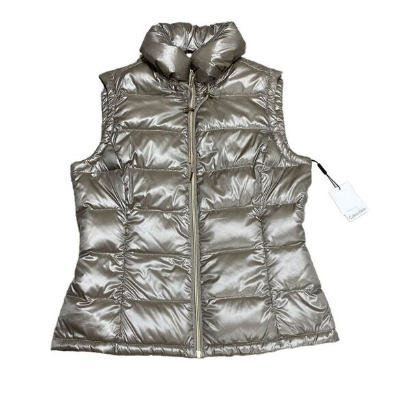 Calvin Klein Champagne Premium Down Vest Size Small NWT - Picture 1 of 7